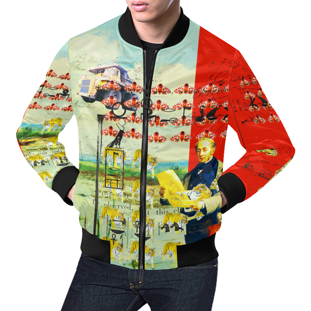 ACCORDING TO PLAN All Over Print Bomber Jacket for Men (Model H19)