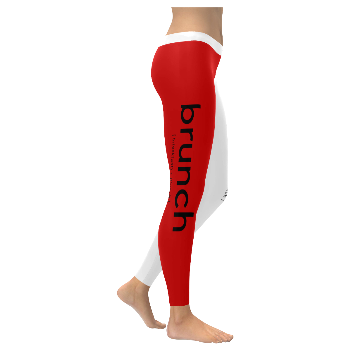 Womens Leggings Stretch Yoga Pants S, M, L, XL 2XL Red White Brunch Breakfast Lunch Women's Low Rise Leggings (Invisible Stitch) (Model L05)