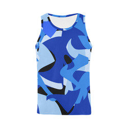 A201 Abstract Blue Camouflage All Over Print Tank Top for Men (Model T43)