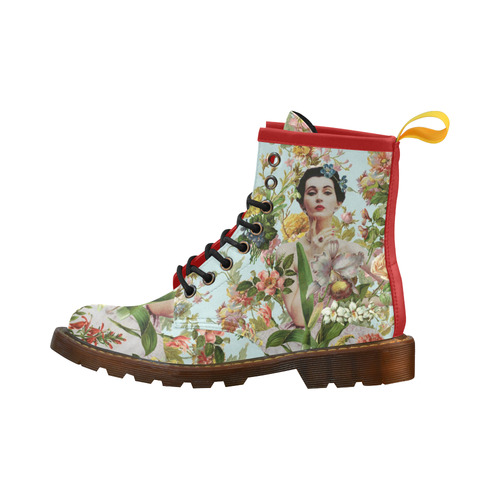 Flowers Abound High Grade PU Leather Martin Boots For Women Model 402H