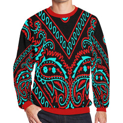 blue and red bandana Men's Oversized Fleece Crew Sweatshirt (Model H18)