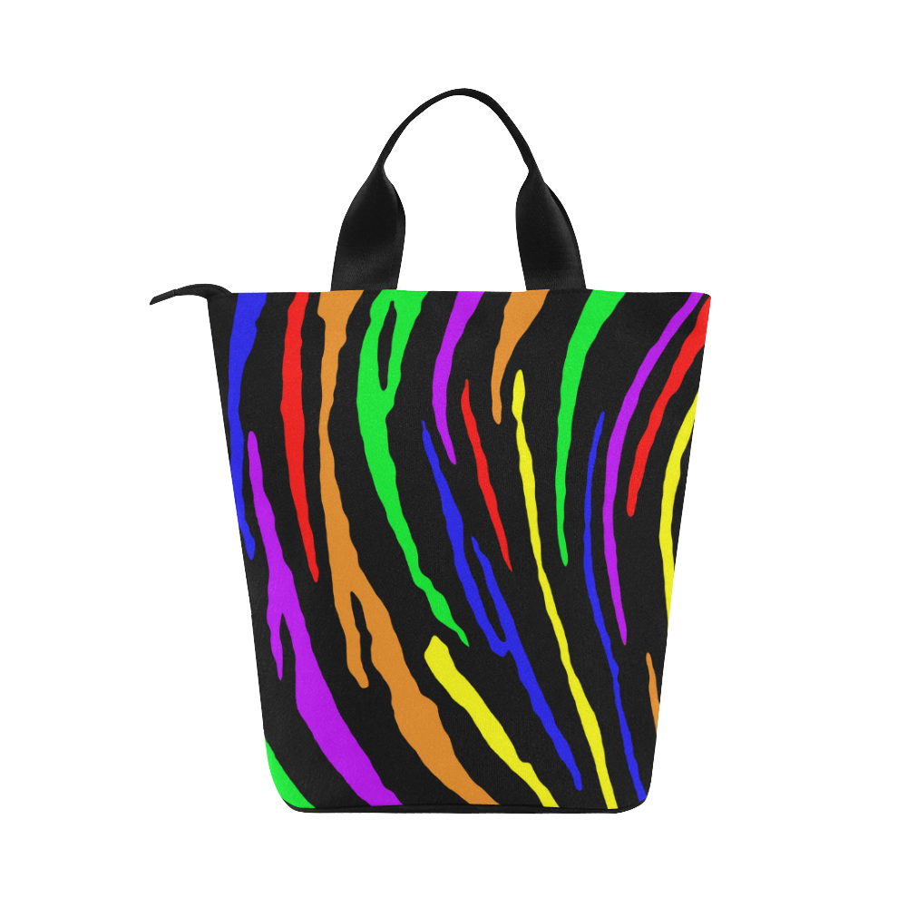Rainbow Tiger Stripes Nylon Lunch Tote Bag (Model 1670)