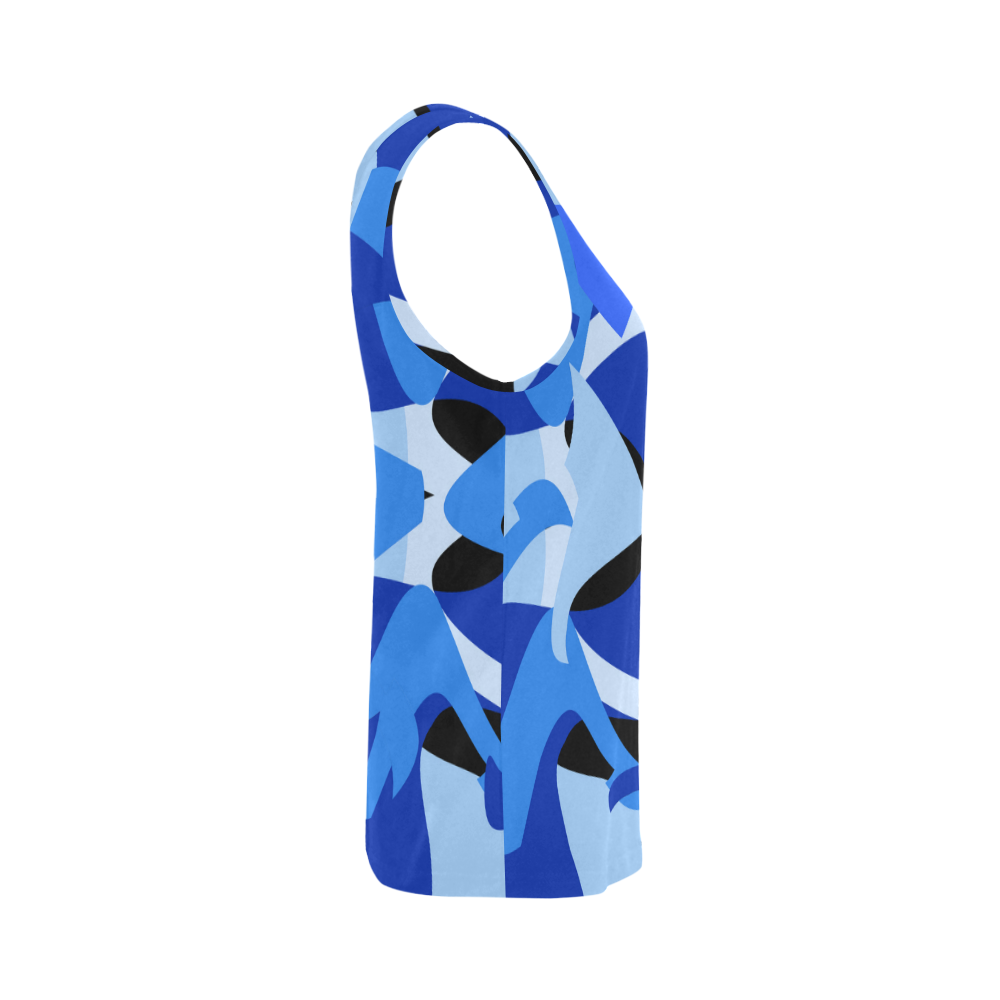 A201 Abstract Blue Camouflage All Over Print Tank Top for Women (Model T43)