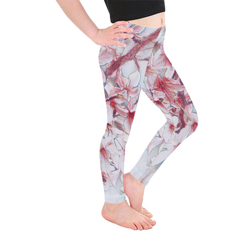 Delicate floral 118 by JamColors Kid's Ankle Length Leggings (Model L06)