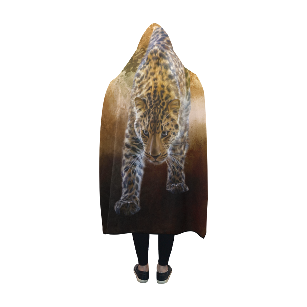 A fantastic painted russian amur leopard Hooded Blanket 60''x50''