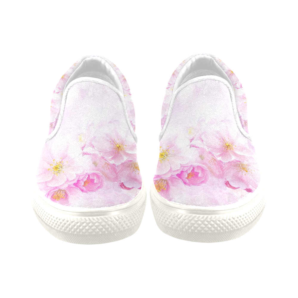 Delicate floral 418 by JamColors Women's Unusual Slip-on Canvas Shoes (Model 019)