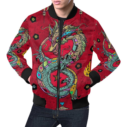 Dragon Popart by Nico Bielow All Over Print Bomber Jacket for Men (Model H19)
