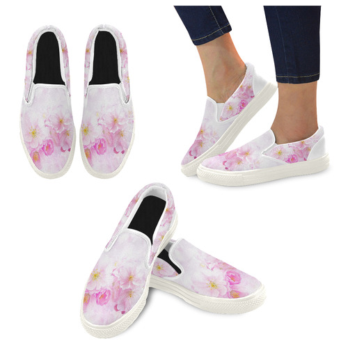 Delicate floral 418 by JamColors Women's Unusual Slip-on Canvas Shoes (Model 019)
