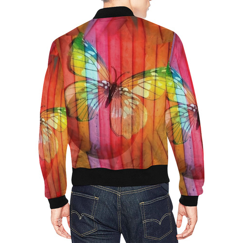 Butterfluy Popart by Nico Bielow All Over Print Bomber Jacket for Men (Model H19)