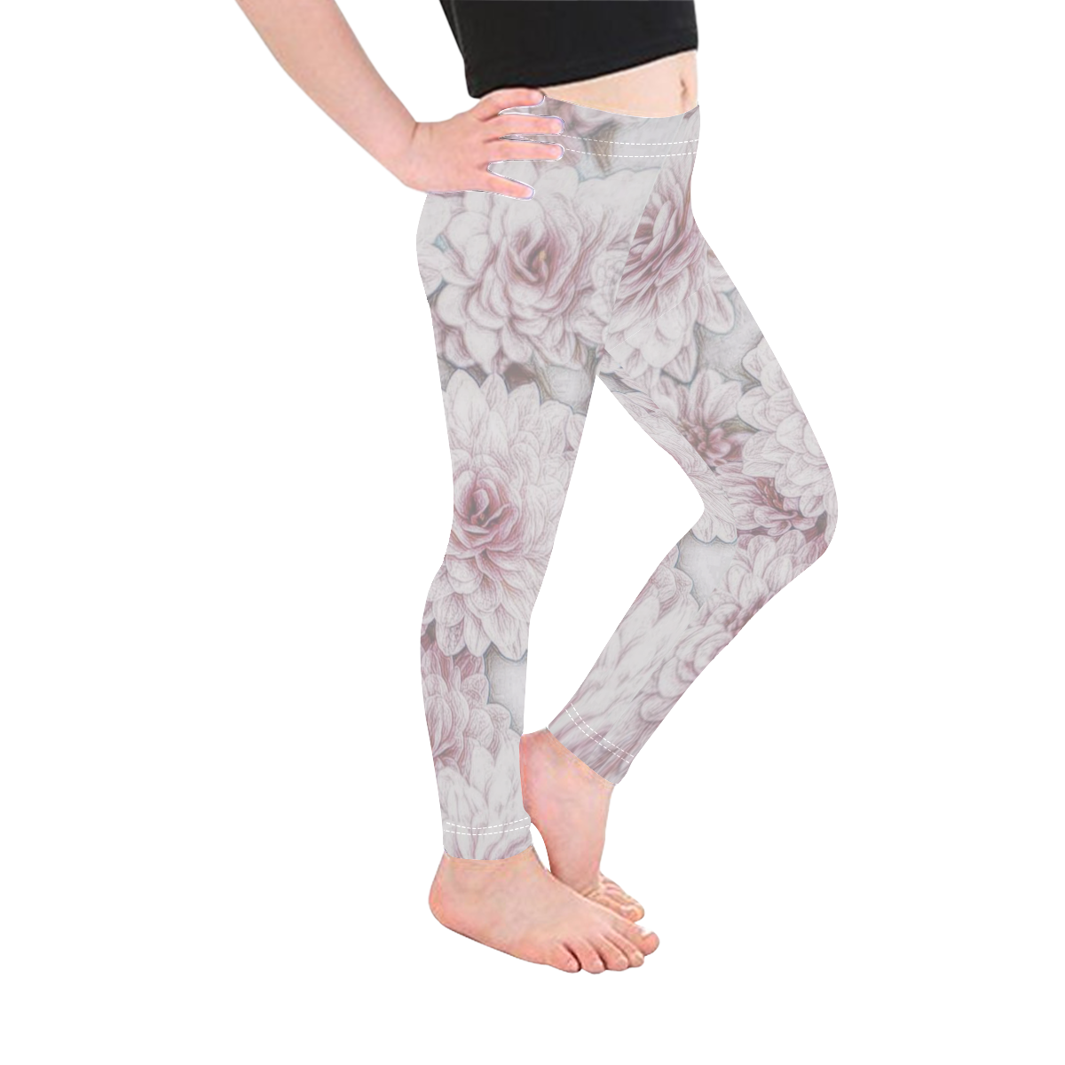 Delicate floral 318 by JamColors Kid's Ankle Length Leggings (Model L06)