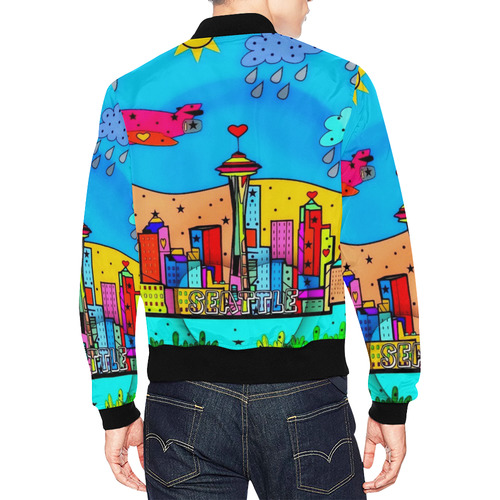 Seattle Popart by Nico Bielow All Over Print Bomber Jacket for Men (Model H19)