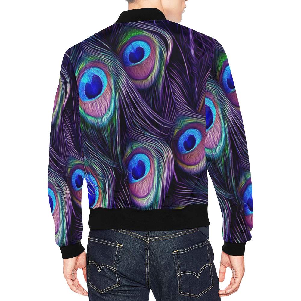 Peacock Feather All Over Print Bomber Jacket for Men (Model H19) | ID ...