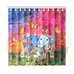 The Elephant Shower Curtain 72 X72, Pink Elephant Shower Curtain
