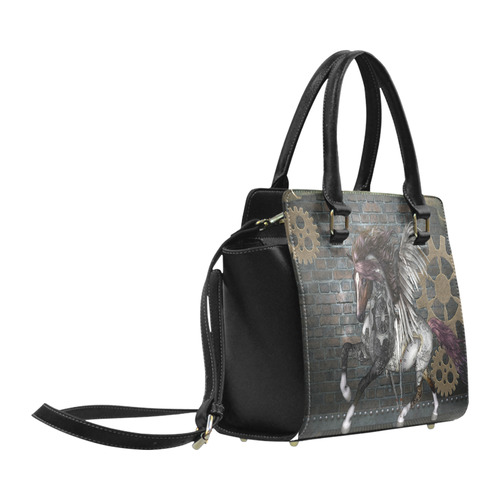 Steampunk, awesome steampunk horse with wings Classic Shoulder Handbag (Model 1653)