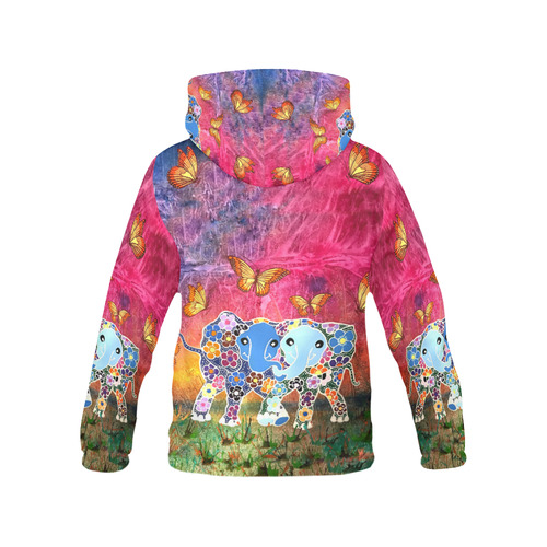 Dancing Elephants Women's Hoodie All Over Print Hoodie for Women (USA Size) (Model H13)