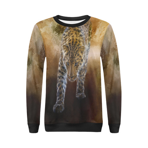A fantastic painted russian amur leopard All Over Print Crewneck Sweatshirt for Women (Model H18)
