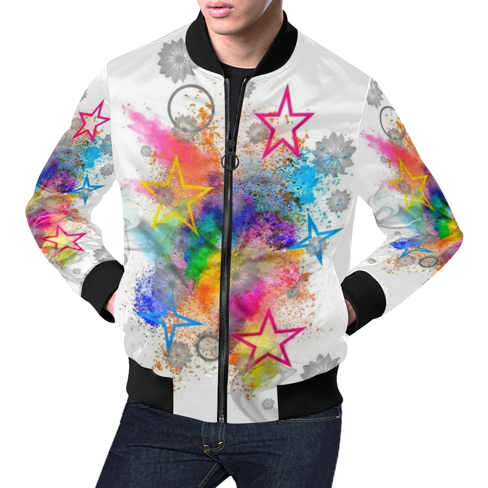 Stars Popart by Nico Bielow All Over Print Bomber Jacket for Men (Model H19)