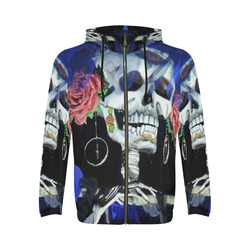 Sugar Skull and Roses All Over Print Full Zip Hoodie for Men (Model H14)