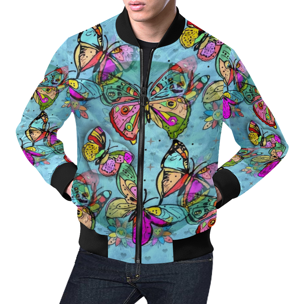 Butterfly Popart by Nico Bielow All Over Print Bomber Jacket for Men (Model H19)