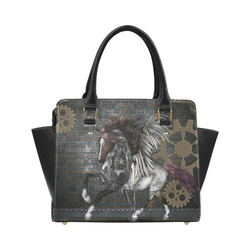 Steampunk, awesome steampunk horse with wings Classic Shoulder Handbag (Model 1653)