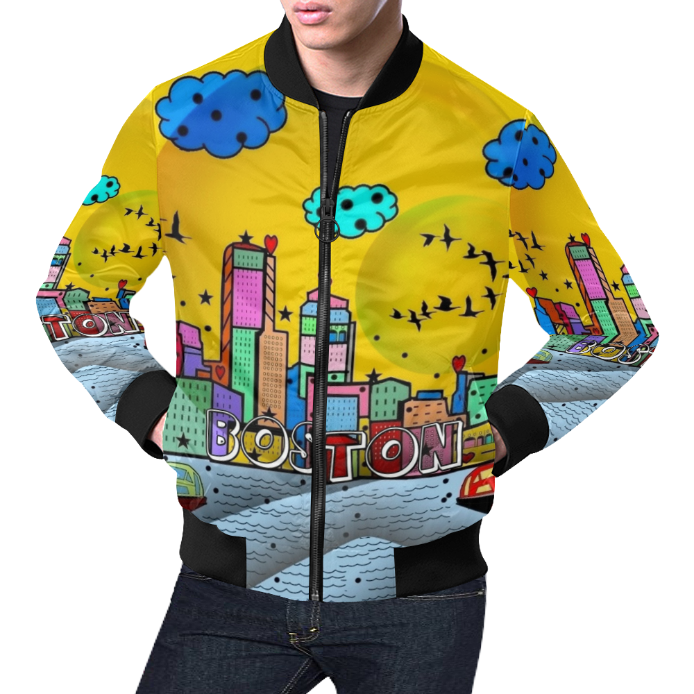 Boston Popart by Nico Bielow All Over Print Bomber Jacket for Men (Model H19)