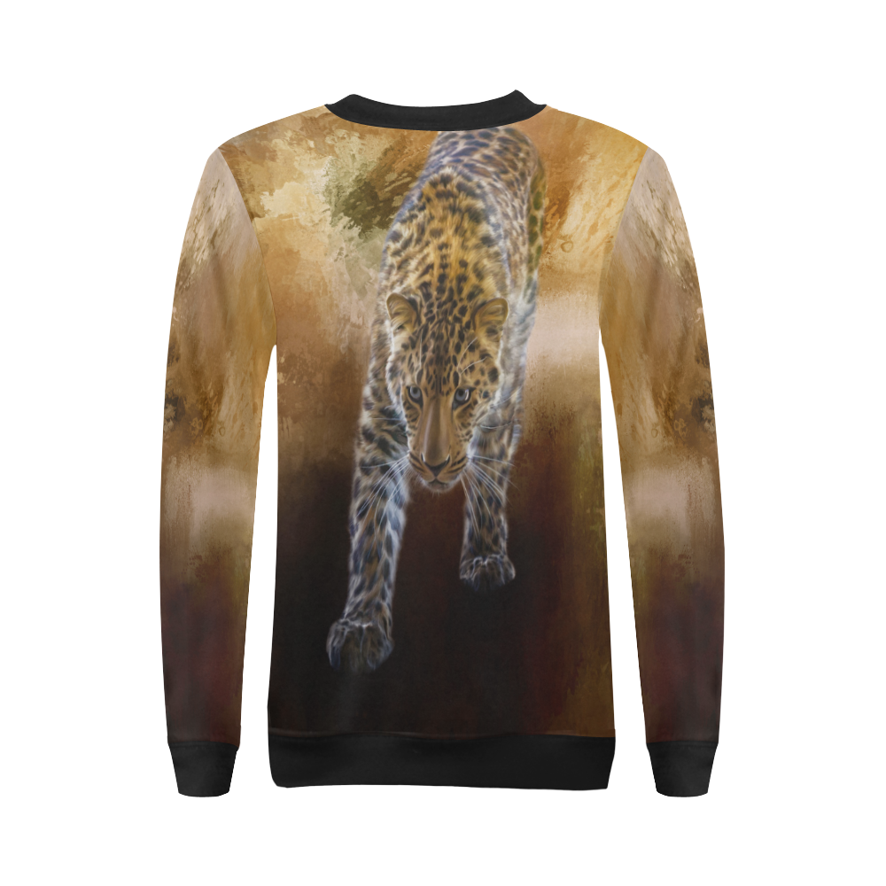 A fantastic painted russian amur leopard All Over Print Crewneck Sweatshirt for Women (Model H18)