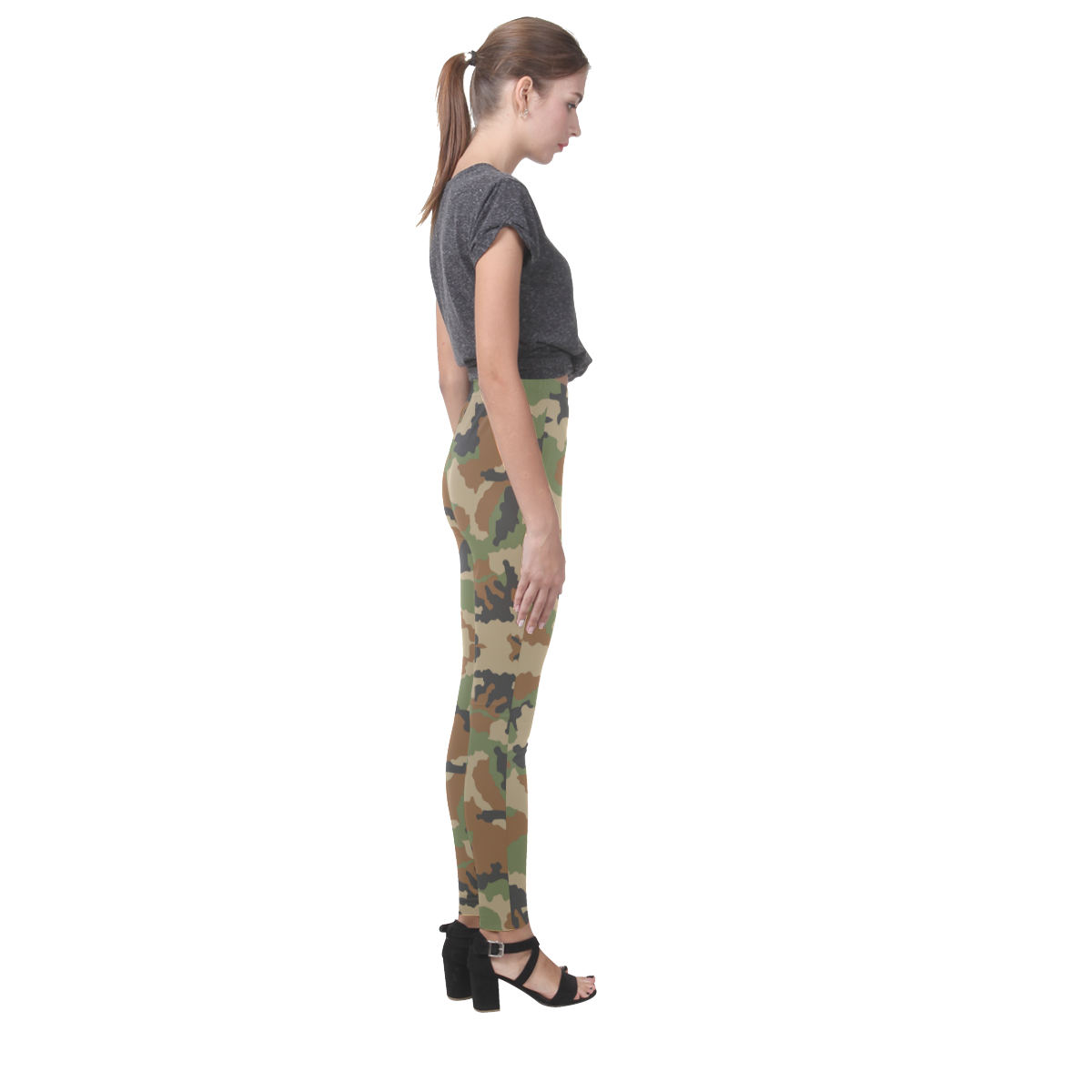 woodland camouflage pattern Cassandra Women's Leggings (Model L01)