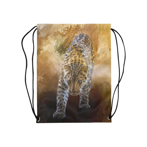 A fantastic painted russian amur leopard Medium Drawstring Bag Model 1604 (Twin Sides) 13.8"(W) * 18.1"(H)