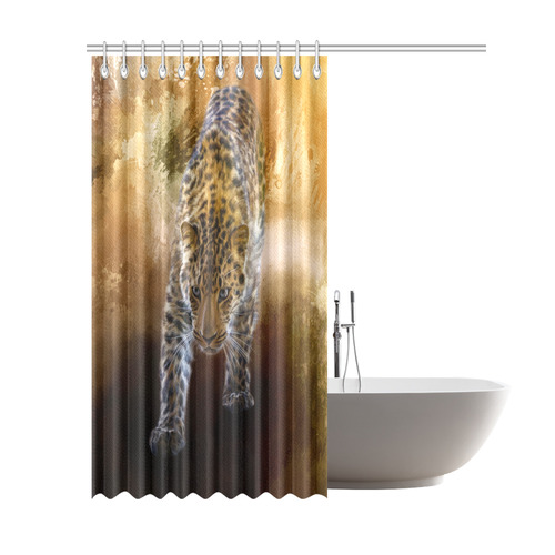 A fantastic painted russian amur leopard Shower Curtain 69"x84"