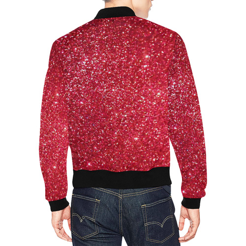 Red Glitter by Artdream All Over Print Bomber Jacket for Men (Model H19)