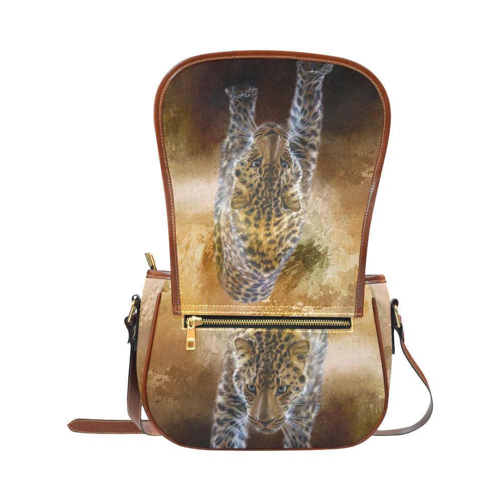 A fantastic painted russian amur leopard Saddle Bag/Small (Model 1649) Full Customization