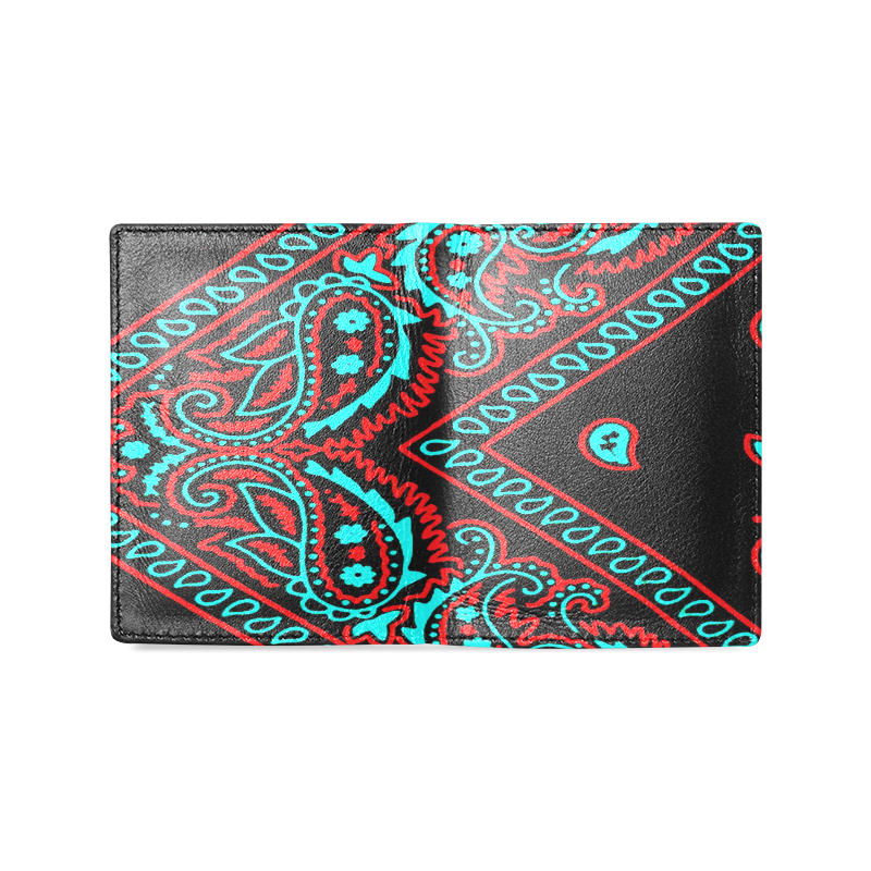 blue and red bandana 4 Men's Leather Wallet (Model 1612)