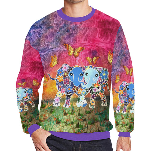 Dancing Elephants OVERSIZED Sweatshirt Men's Oversized Fleece Crew Sweatshirt/Large Size(Model H18)
