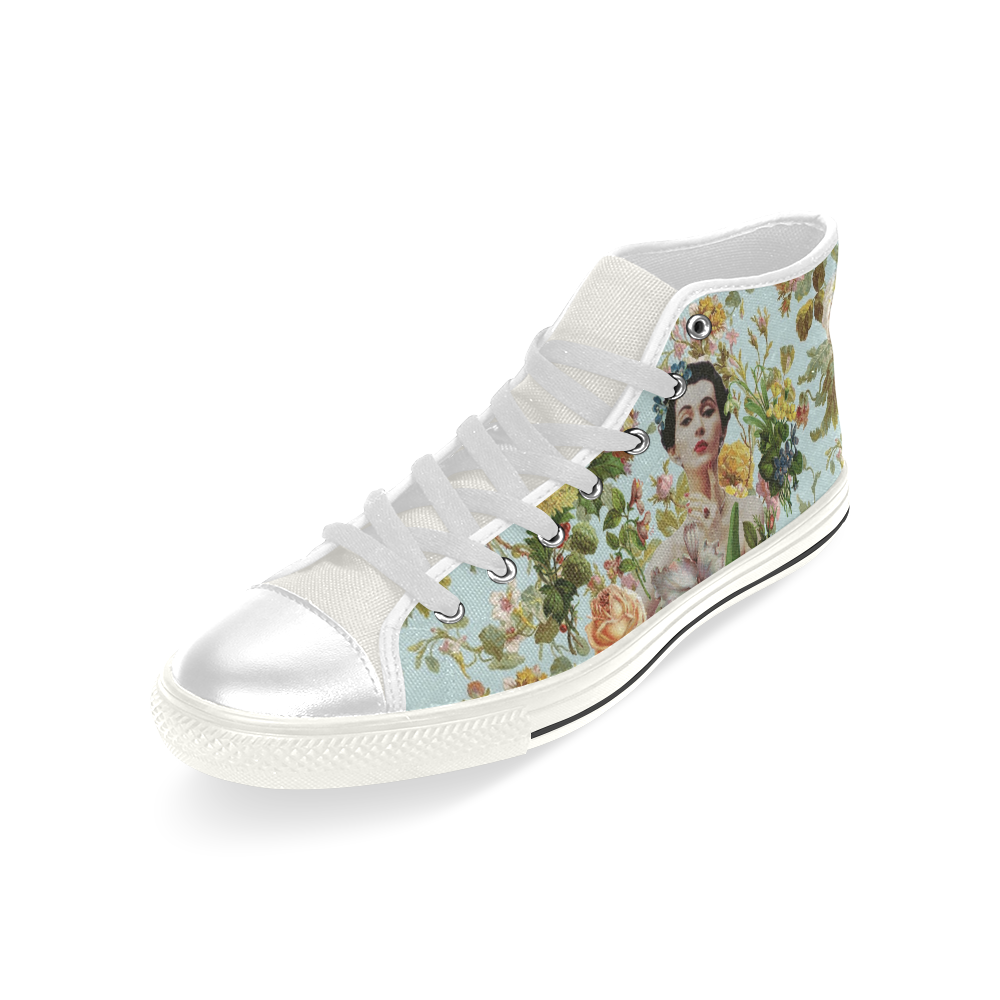 Flowers Abound Men’s Classic High Top Canvas Shoes (Model 017)