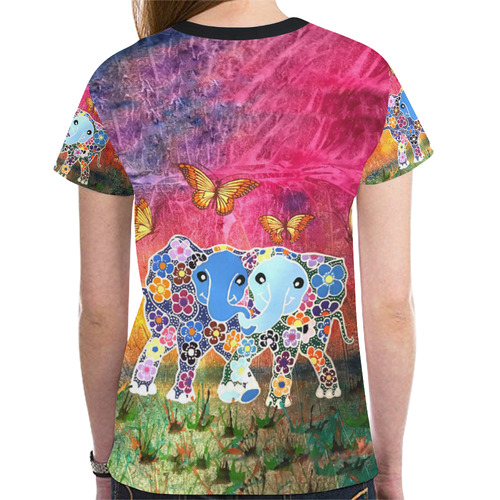 Dancing Elephants Women's All-Over-Print T New All Over Print T-shirt for Women (Model T45)