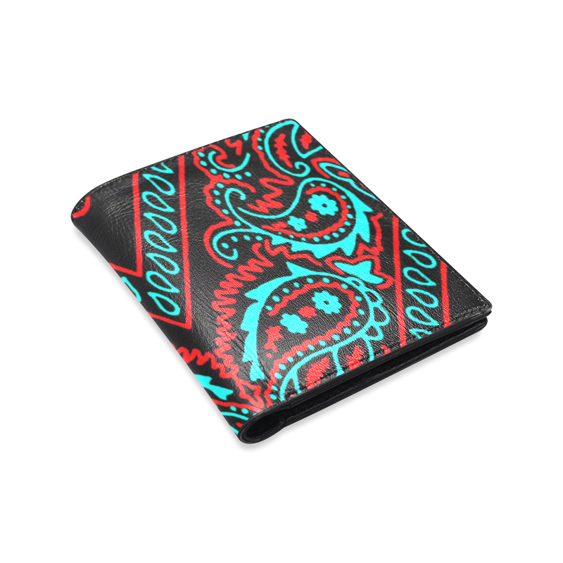blue and red bandana 1 Men's Leather Wallet (Model 1612)