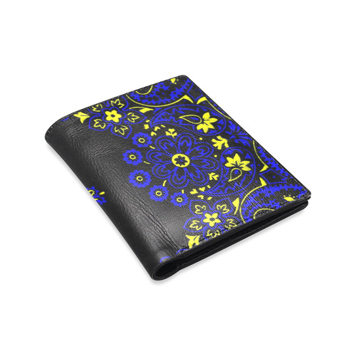 blue yellow bandana 3 Men's Leather Wallet (Model 1612)