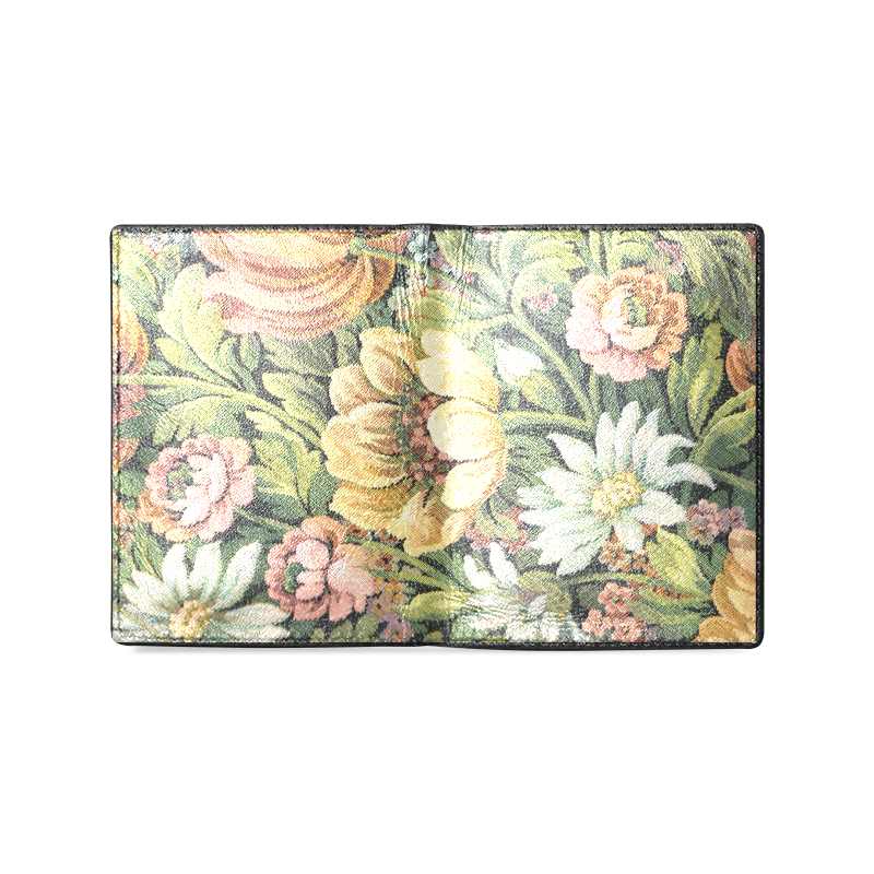 grandma's vintage comfy floral abstract flowers Men's Leather Wallet (Model 1612)