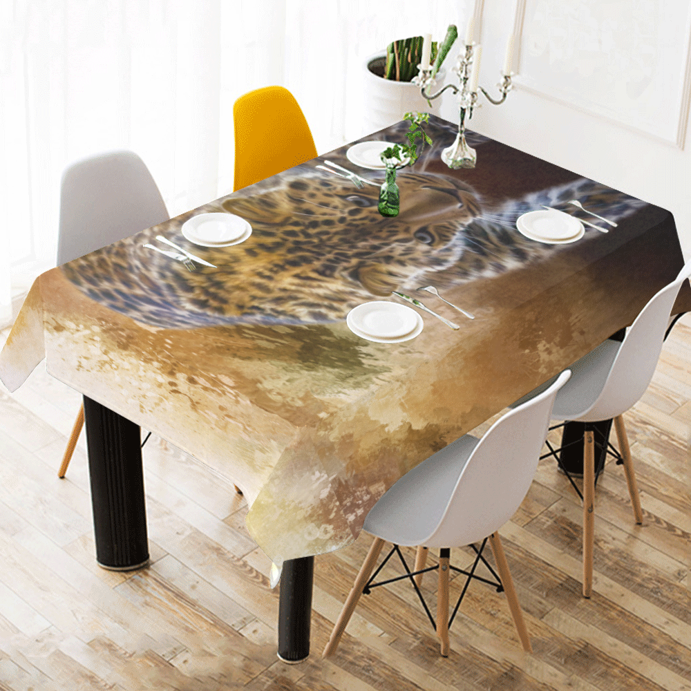 A fantastic painted russian amur leopard Cotton Linen Tablecloth 60" x 90"