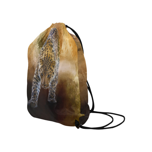 A fantastic painted russian amur leopard Large Drawstring Bag Model 1604 (Twin Sides)  16.5"(W) * 19.3"(H)