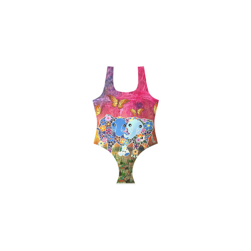 Dancing Elephants Women's One Piece Swim Suit Vest One Piece Swimsuit (Model S04)