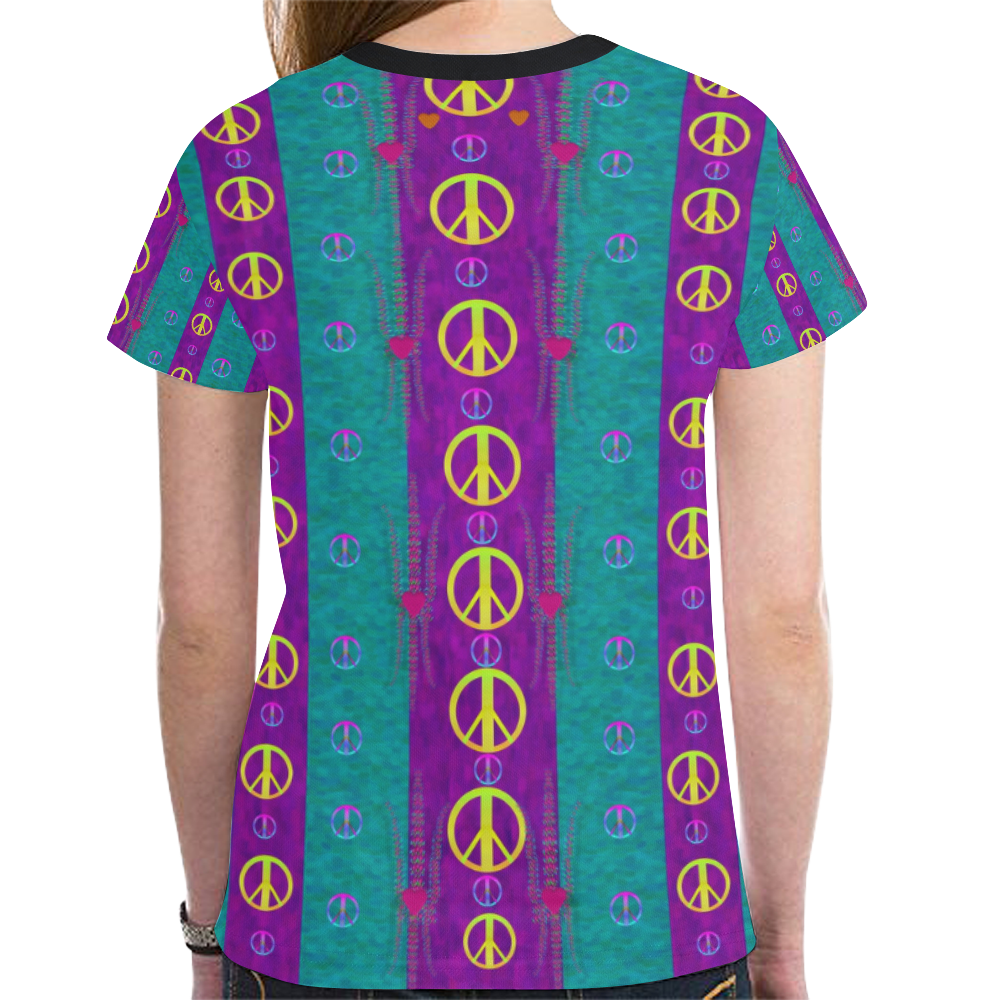 Peace be with us this wonderful year in true love New All Over Print T-shirt for Women (Model T45)