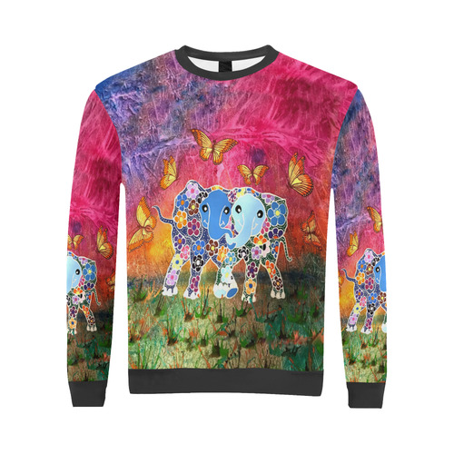 Dancing Elephants Men's Sweatshirt All Over Print Crewneck Sweatshirt for Men (Model H18)