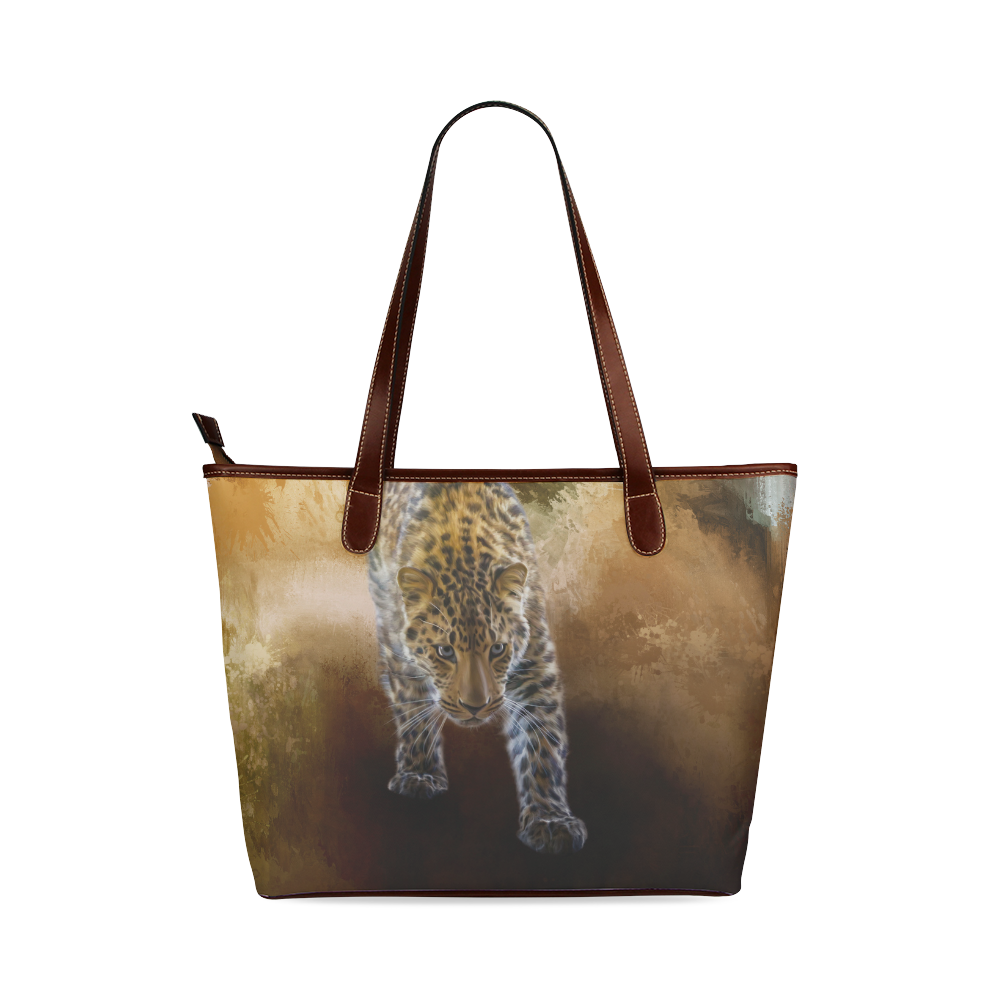 A fantastic painted russian amur leopard Shoulder Tote Bag (Model 1646)
