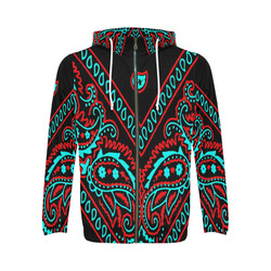 blue and red bandana 1 All Over Print Full Zip Hoodie for Men (Model H14)