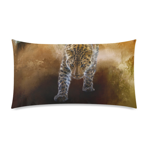 A fantastic painted russian amur leopard Rectangle Pillow Case 20"x36"(Twin Sides)