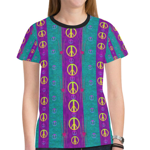 Peace be with us this wonderful year in true love New All Over Print T-shirt for Women (Model T45)