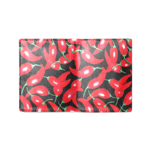 red hottt wallet with chili peppers Men's Leather Wallet (Model 1612)