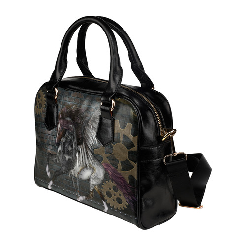 Steampunk, awesome steampunk horse with wings Shoulder Handbag (Model 1634)