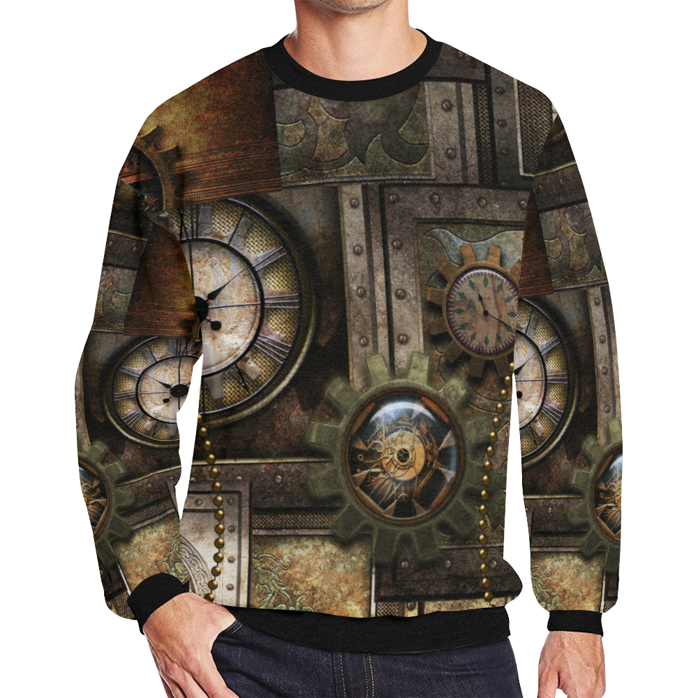 Wonderful steampunk design Men's Oversized Fleece Crew Sweatshirt/Large Size(Model H18)